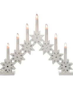 Pre-Lit Wooden Candle Bridge, White