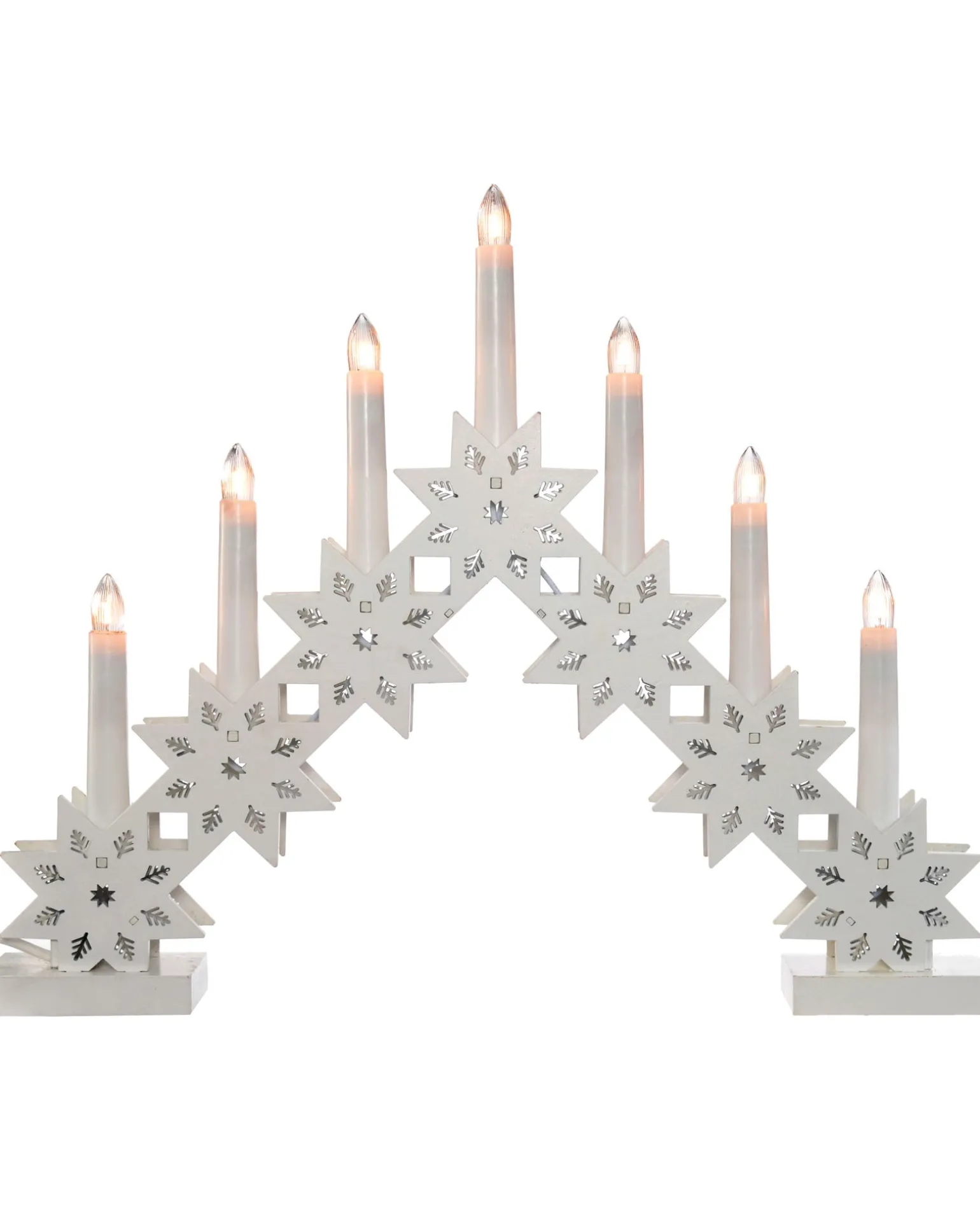 Pre-Lit Wooden Candle Bridge, White