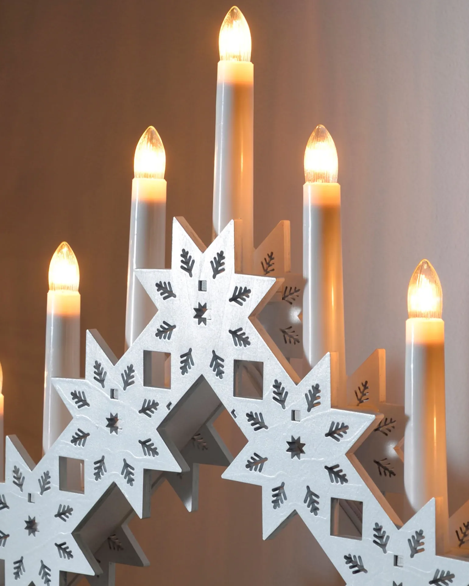 Pre-Lit Wooden Candle Bridge, White