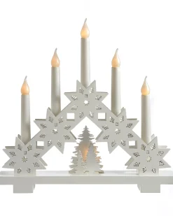 Pre-Lit Wooden Candle Bridge, 33 Cm