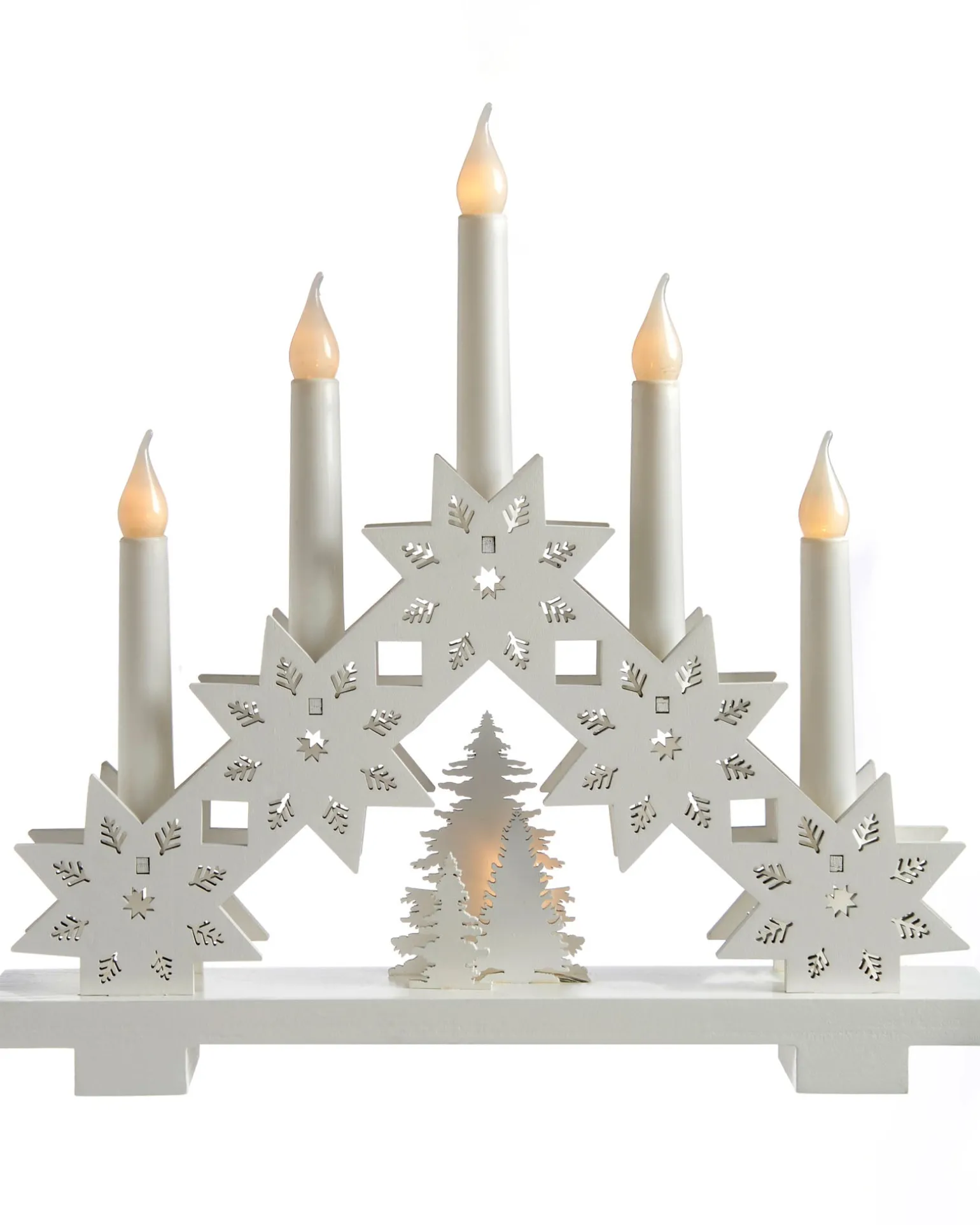 Pre-Lit Wooden Candle Bridge, 33 Cm