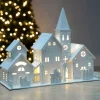 Pre-Lit Wooden Church Scene, 22 Cm
