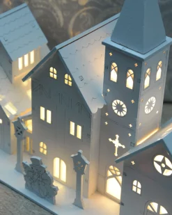 Pre-Lit Wooden Church Scene, 22 Cm