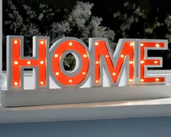 Pre-Lit Wooden Home Sign, 38 Cm