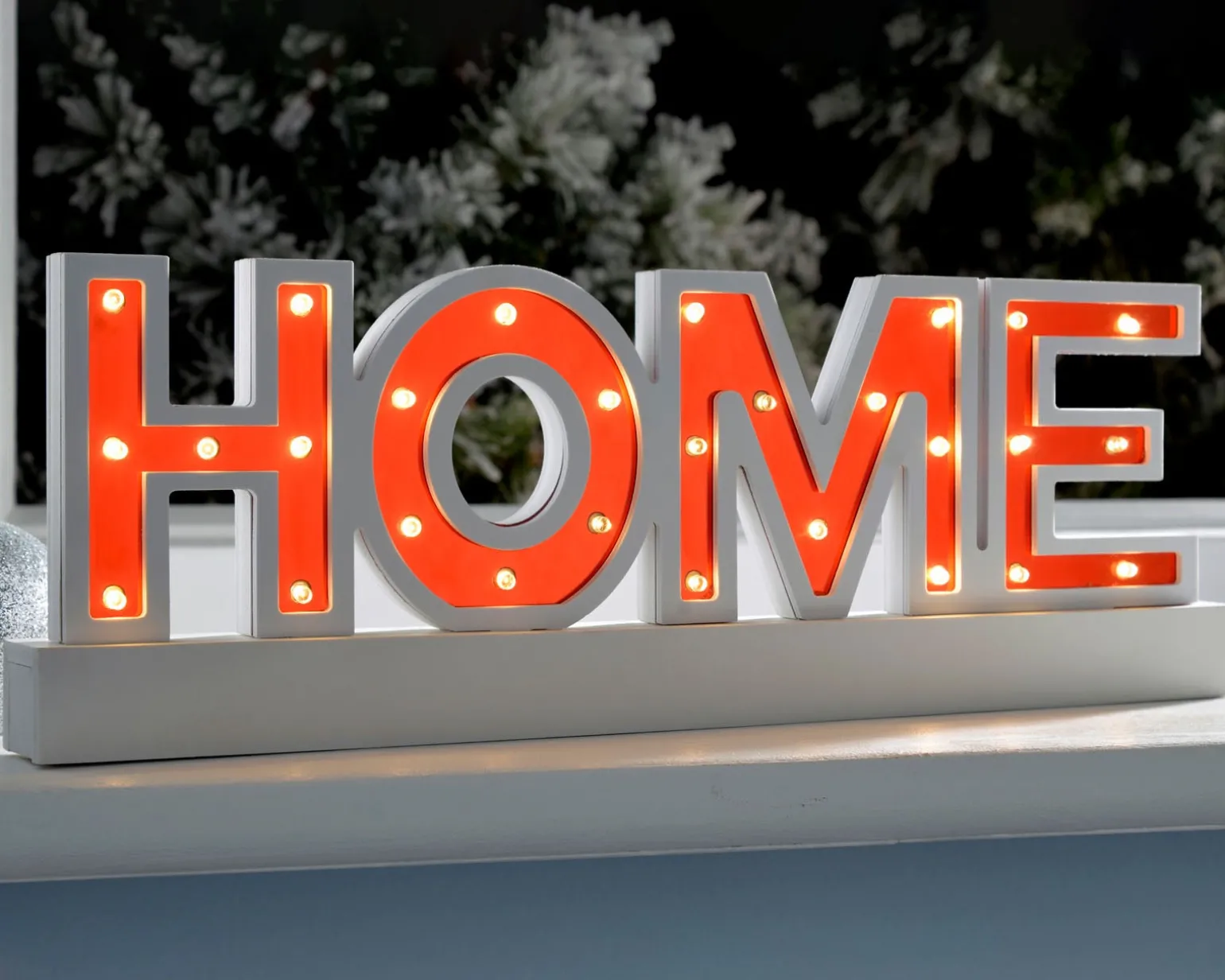 Pre-Lit Wooden Home Sign, 38 Cm