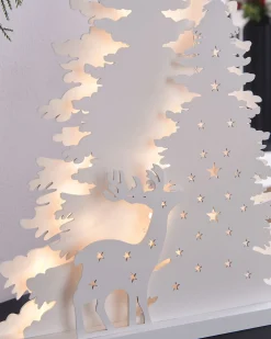 Pre-Lit Wooden Reindeer Scene, 46 Cm