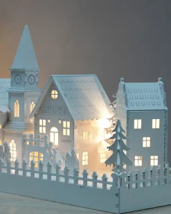 Pre-Lit Wooden Village Church Scene, 45 Cm