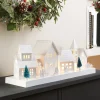 Pre-Lit Wooden Village Scene, White, 48 Cm