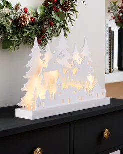 Pre-Lit Wooden Village Scene, 44 Cm