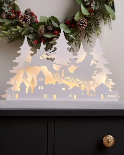 Pre-Lit Wooden Village Scene, 44 Cm