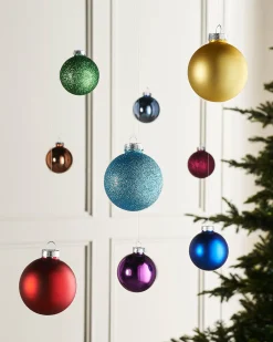 Rainbow Glass Baubles, 24 Pack, 6 Cm