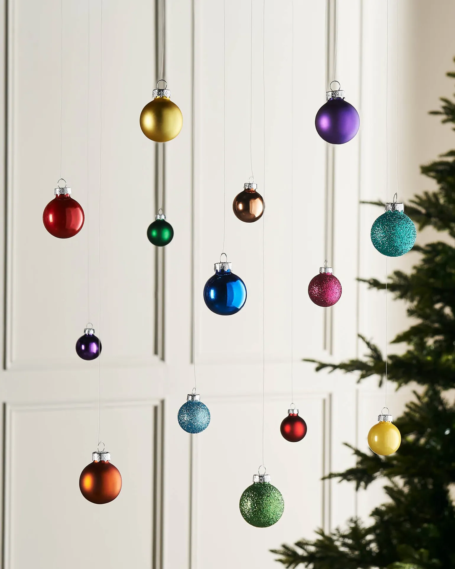 Rainbow Glass Baubles, 24 Pack, 3 Cm