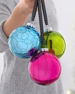 Rainbow Glass Baubles, 3 Pack, 11 Cm