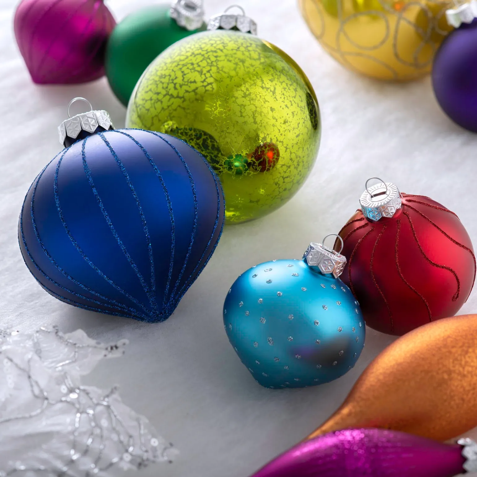 Rainbow Glass Baubles, 3 Pack, 11 Cm