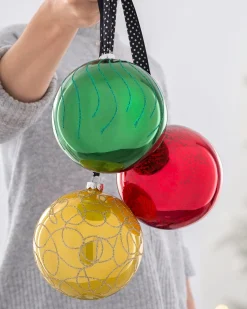 Rainbow Glass Baubles, 3 Pack, 13 Cm