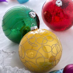 Rainbow Glass Baubles, 3 Pack, 13 Cm