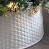 Rattan Effect Tree Collar, White, 65 Cm