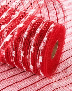 Red And White Mesh With Red Foil, 9 M