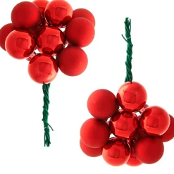 Red Glass Berry Cluster Baubles, 5 Pack
