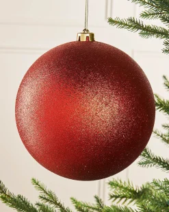 Red Large Glitter Shatterproof Bauble, 20 Cm