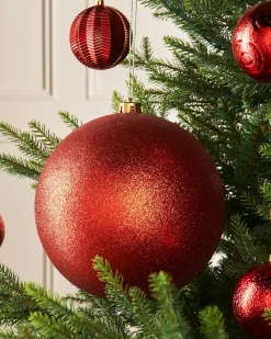 Red Large Glitter Shatterproof Bauble, 20 Cm