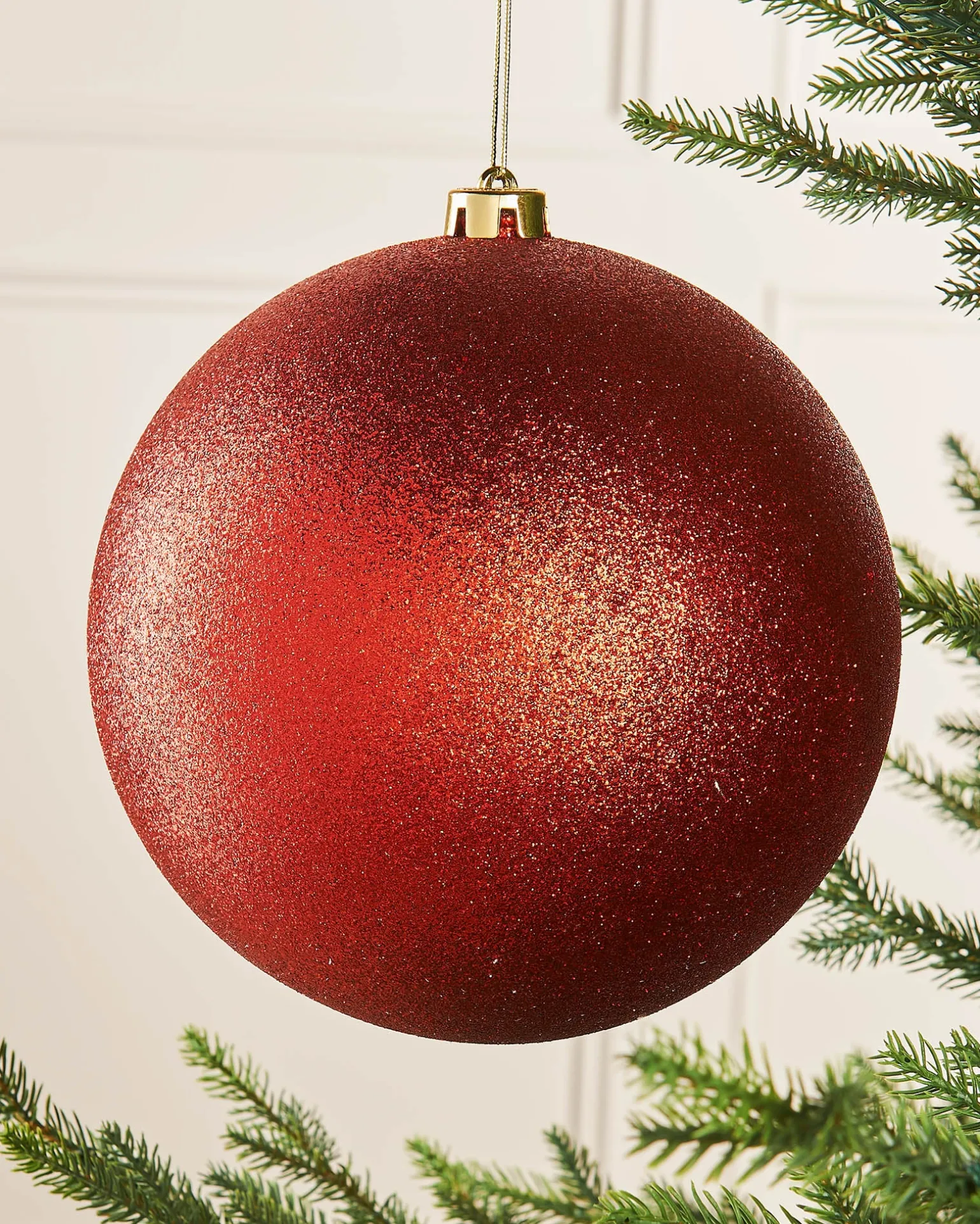 Red Large Glitter Shatterproof Bauble, 20 Cm