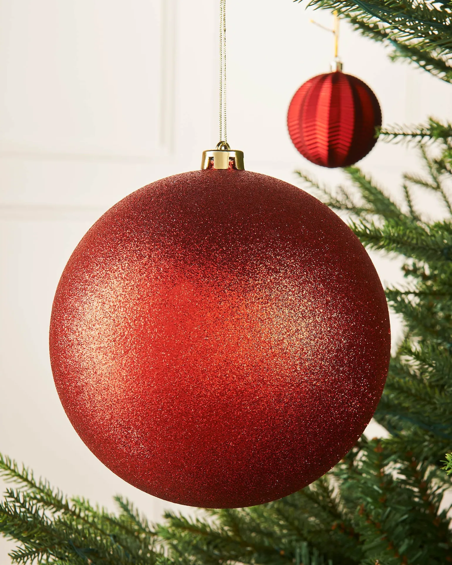 Red Large Glitter Shatterproof Bauble, 20 Cm