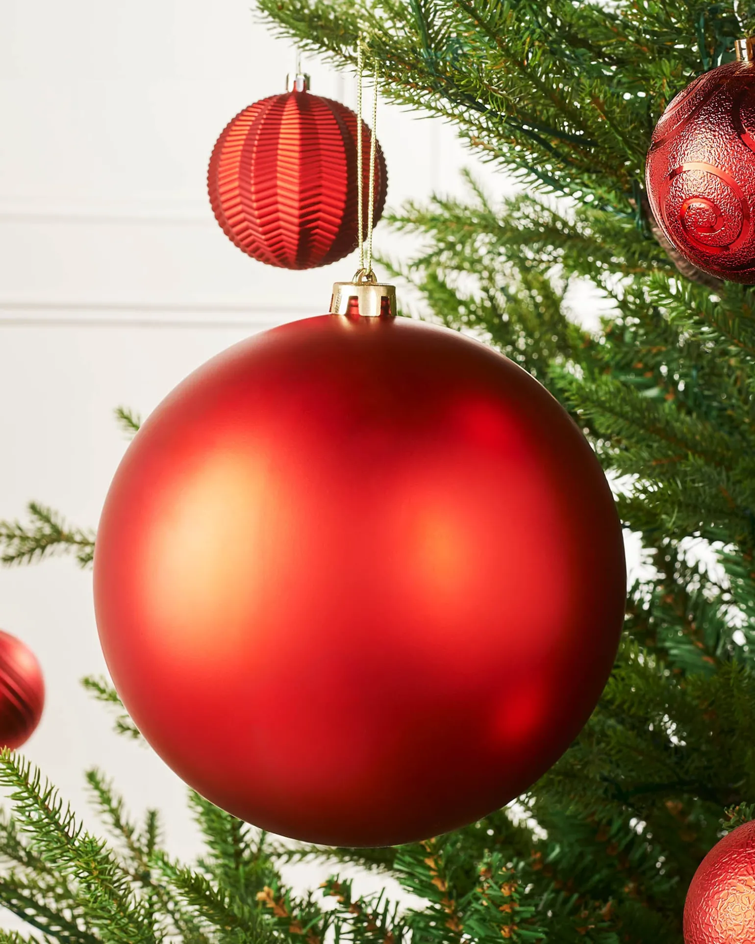 Red Large Matt Shatterproof Bauble, 20 Cm