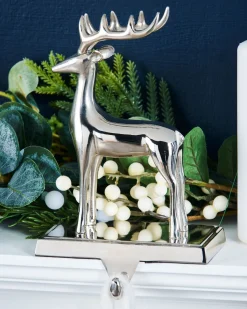 Reindeer Stocking Holder, Silver, 20 Cm