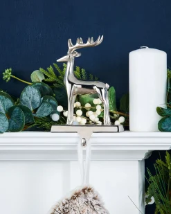 Reindeer Stocking Holder, Silver, 20 Cm