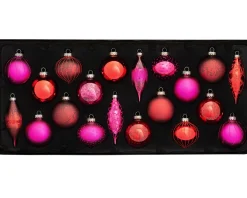 Ruby Glass Baubles, 20 Pack
