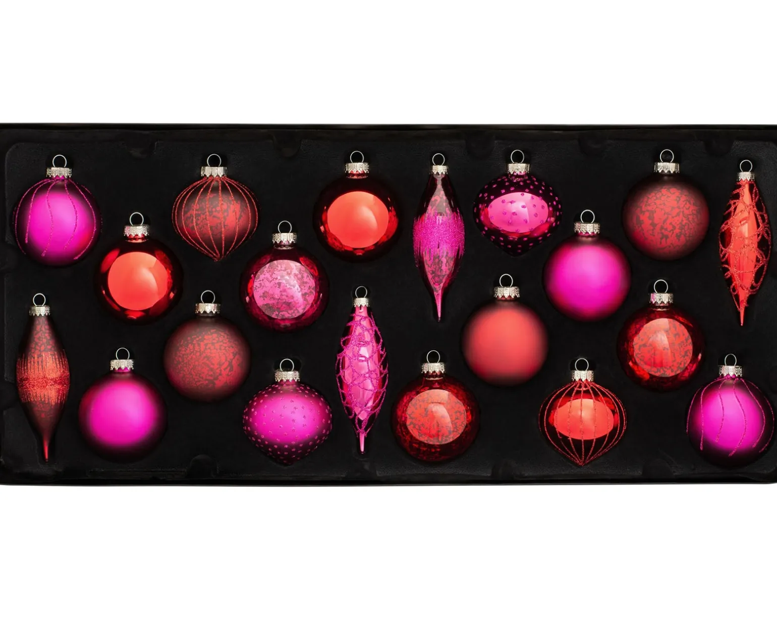 Ruby Glass Baubles, 20 Pack