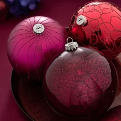 Ruby Glass Baubles, 3 Pack, 13 Cm