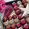 Ruby/Gold Shatterproof Baubles Set, 50 Pack, 6 Cm