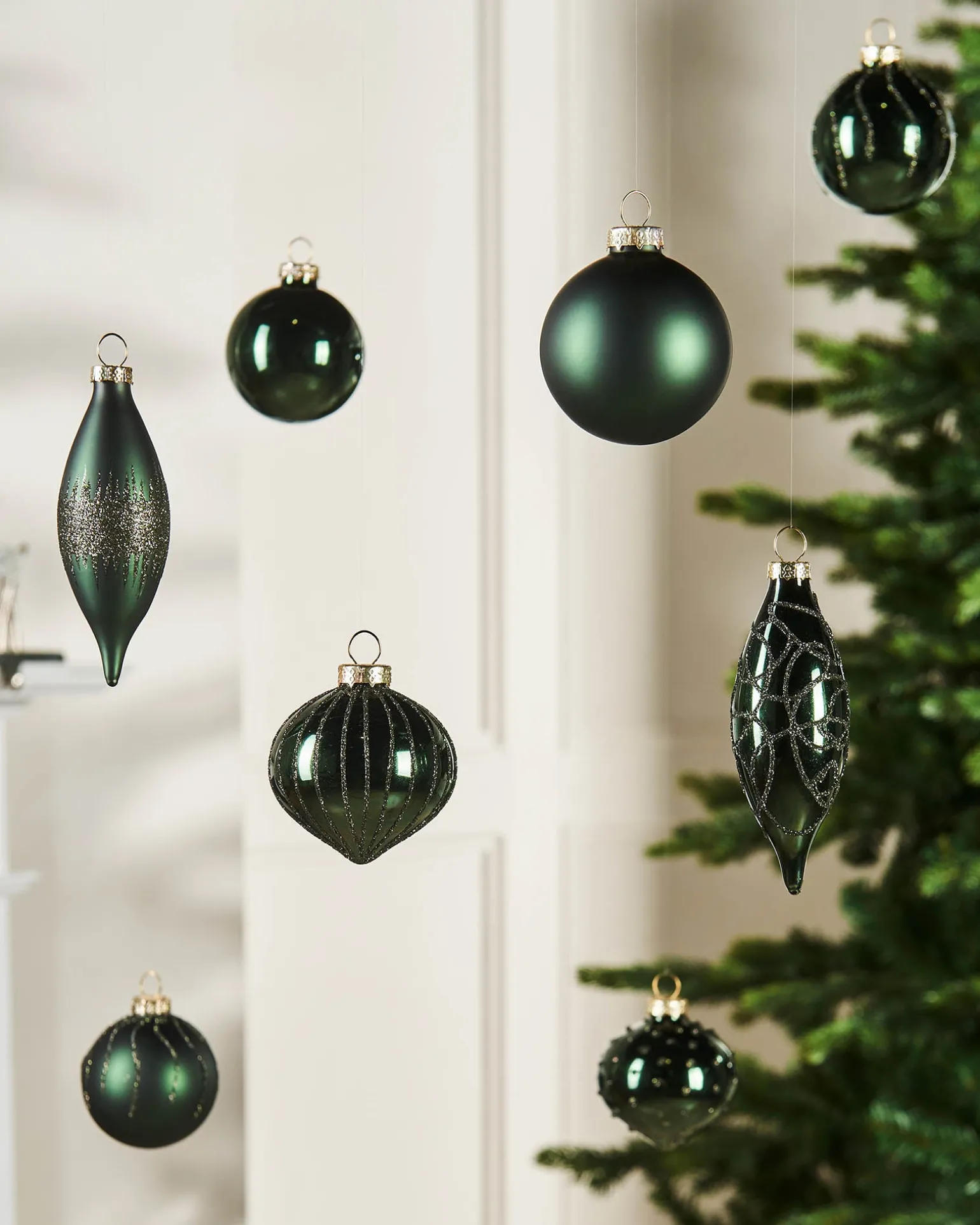Sage Green Glass Baubles, 20 Pack