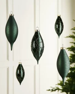 Sage Green Glass Baubles, 5 Pack, 15 Cm