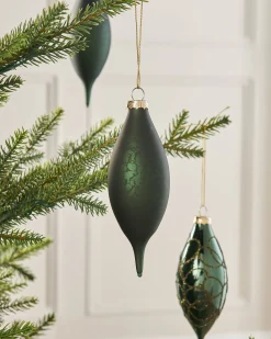 Sage Green Glass Baubles, 5 Pack, 15 Cm