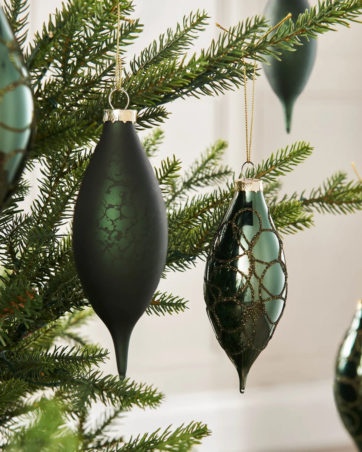 Sage Green Glass Baubles, 5 Pack, 15 Cm