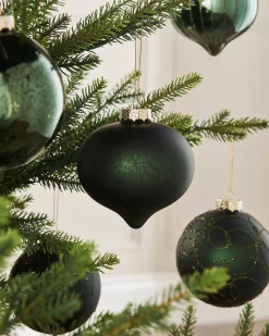Sage Green Glass Baubles, 6 Pack, 10 Cm