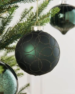 Sage Green Glass Baubles, 6 Pack, 10 Cm