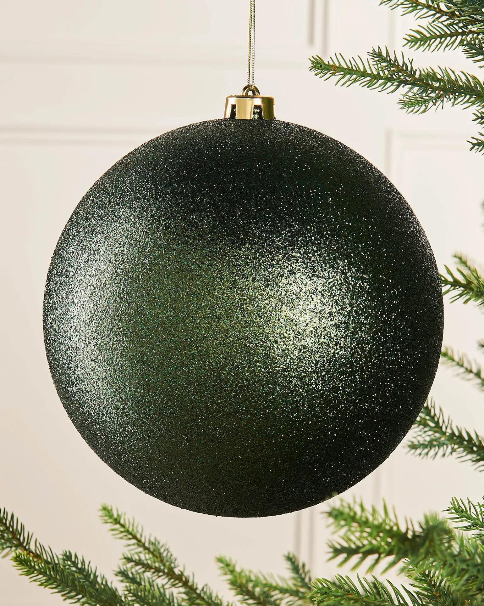 Sage Green Large Glitter Shatterproof Bauble, 20 Cm