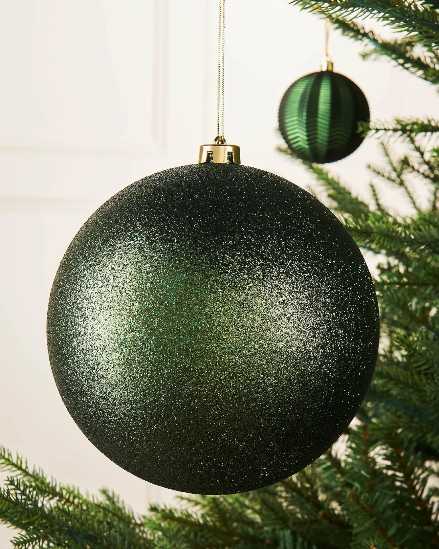 Sage Green Large Glitter Shatterproof Bauble, 20 Cm