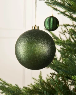 Sage Green Large Glitter Shatterproof Bauble, 15 Cm