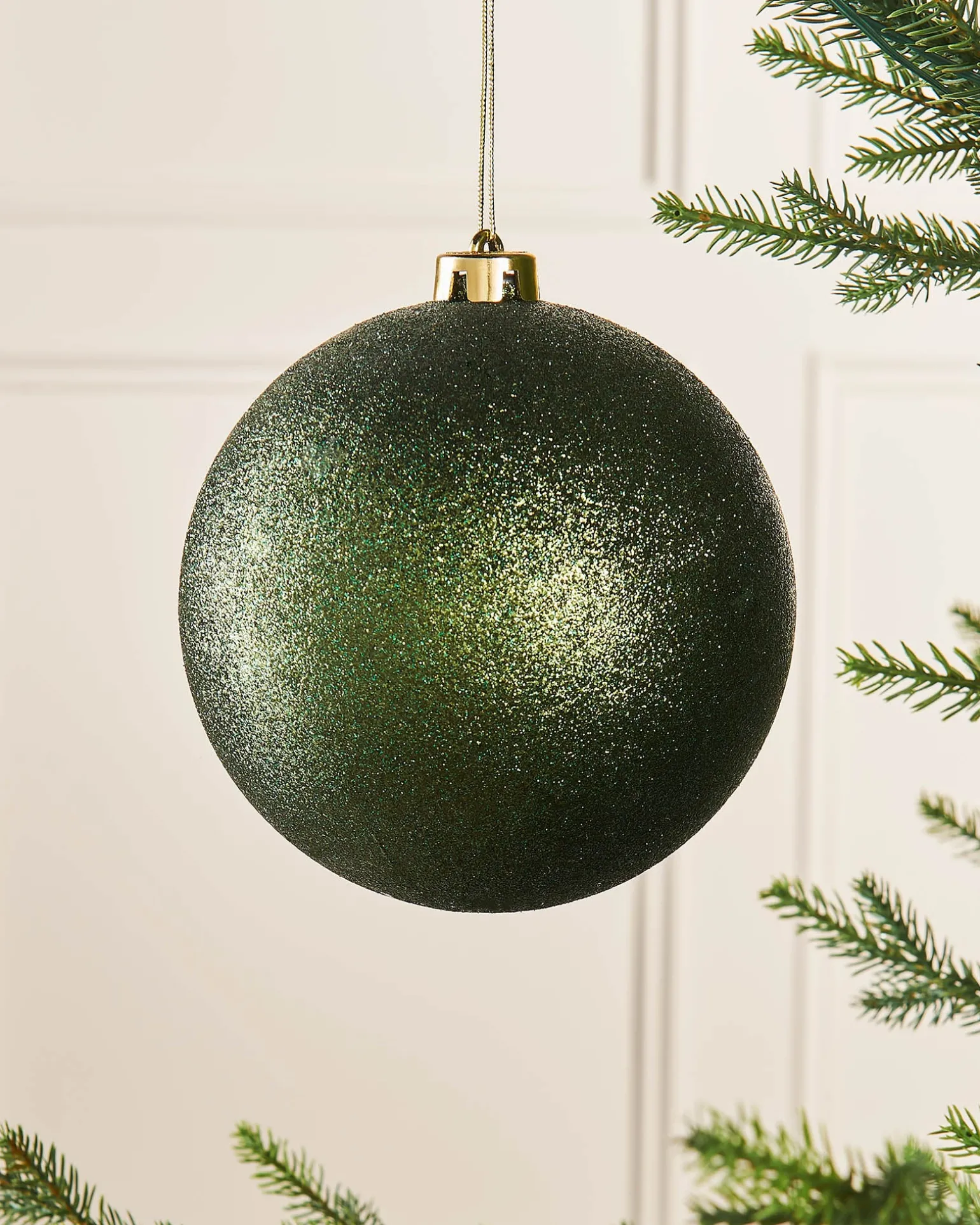 Sage Green Large Glitter Shatterproof Bauble, 15 Cm