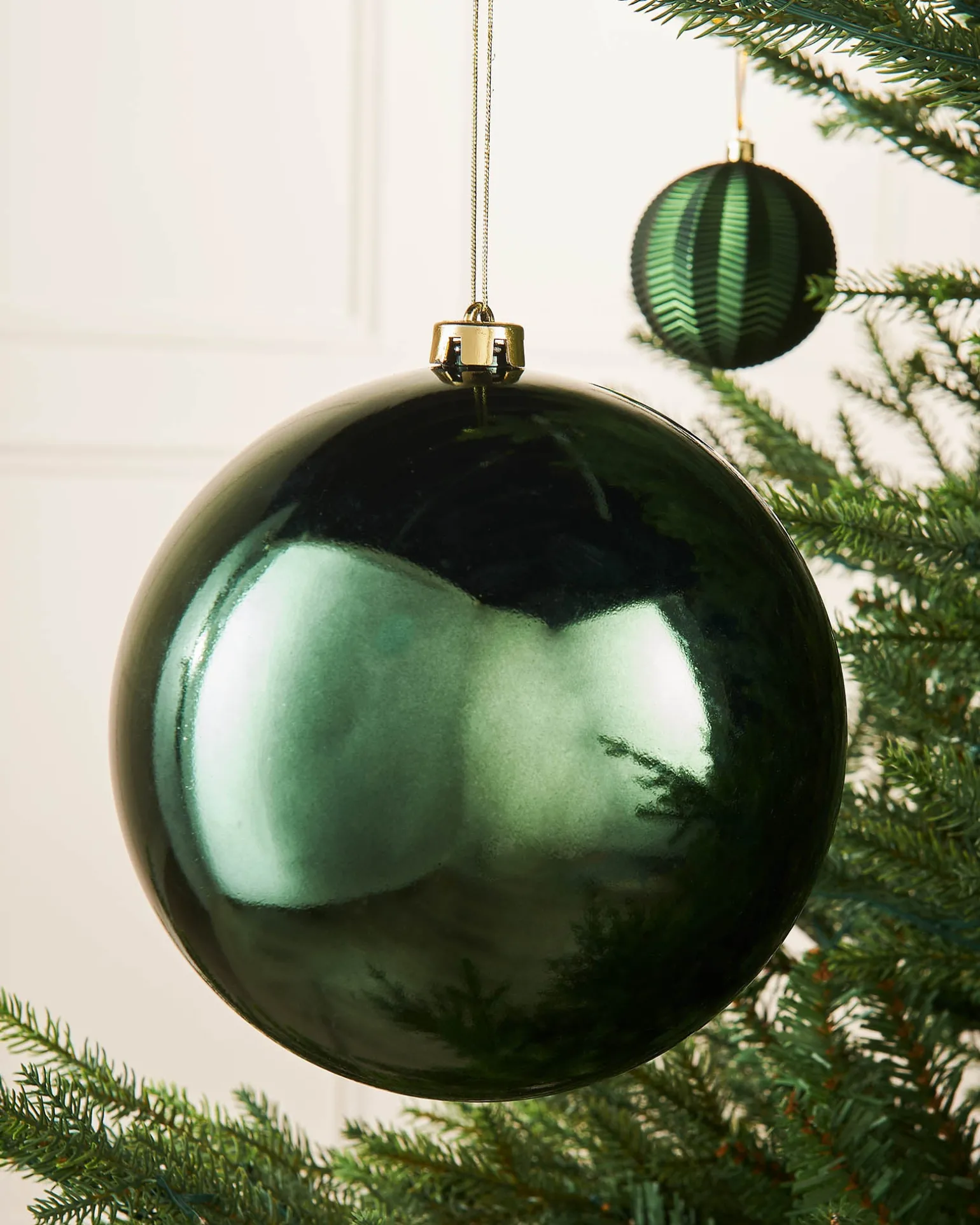 Sage Green Large Gloss Shatterproof Bauble, 20 Cm