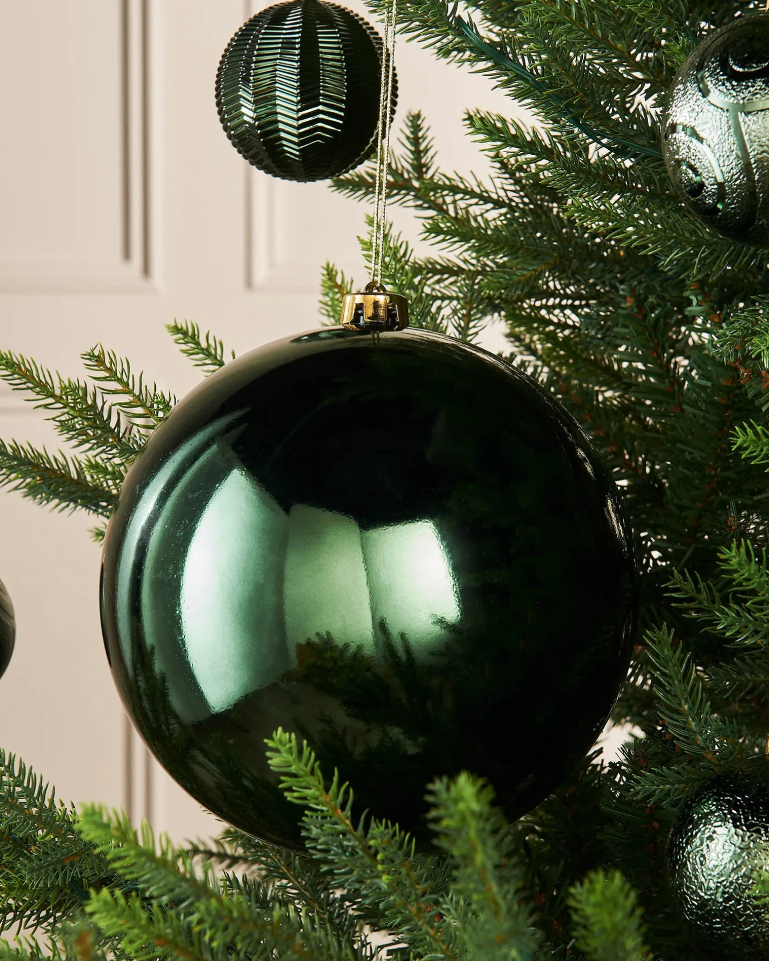 Sage Green Large Gloss Shatterproof Bauble, 20 Cm