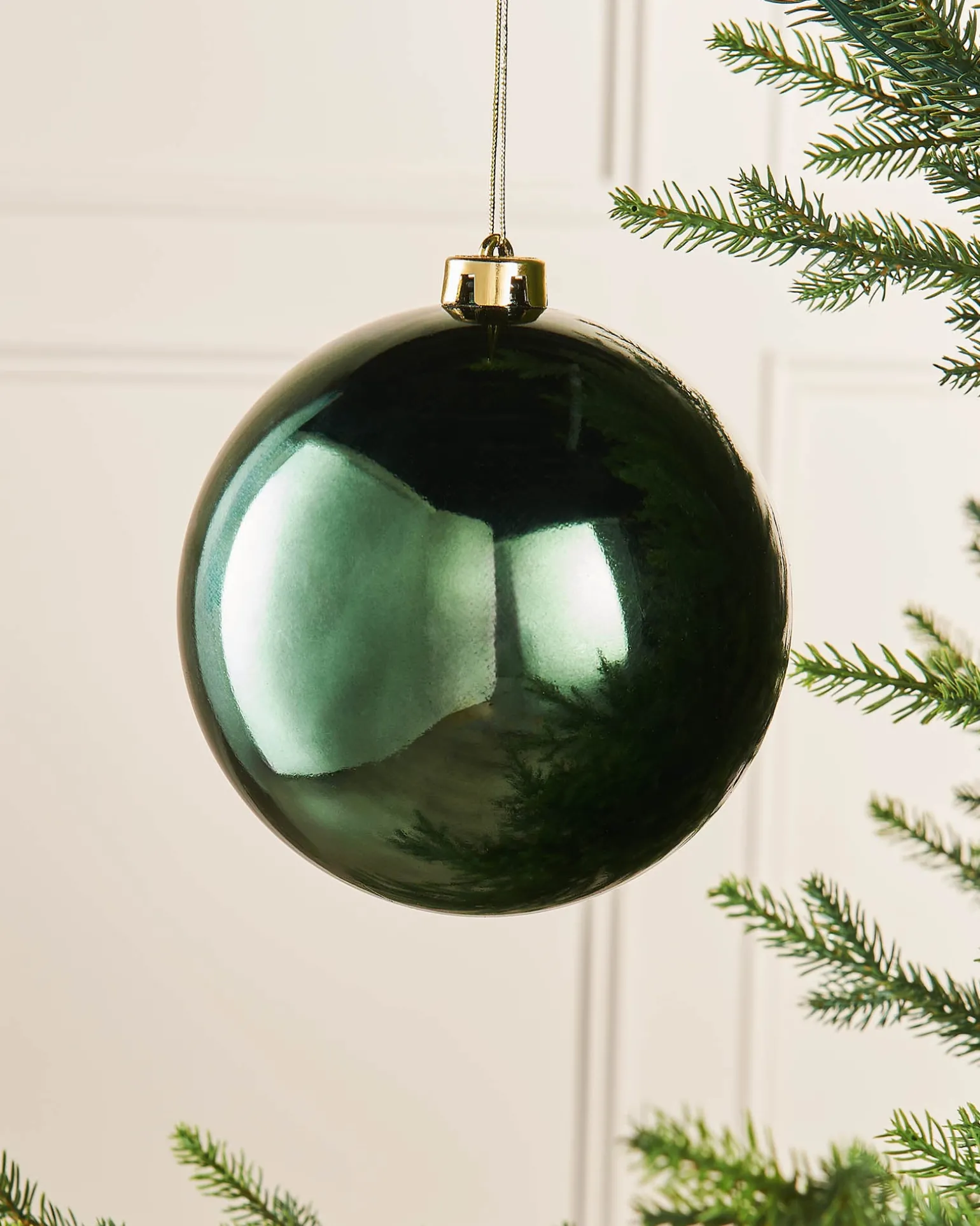 Sage Green Large Gloss Shatterproof Bauble, 15 Cm