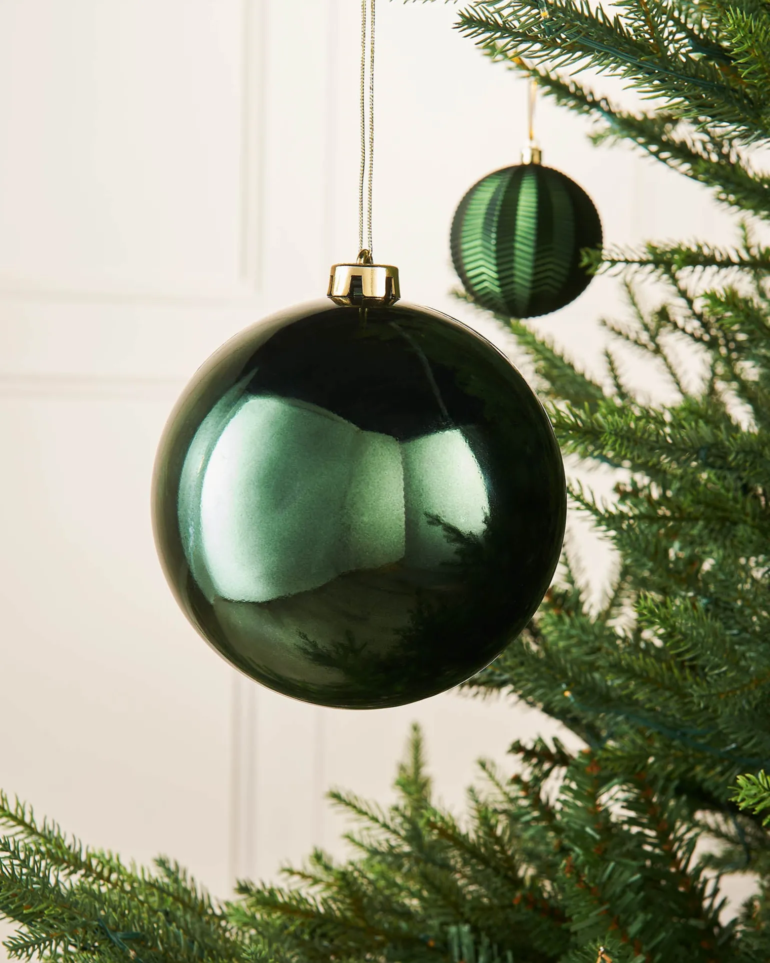 Sage Green Large Gloss Shatterproof Bauble, 15 Cm
