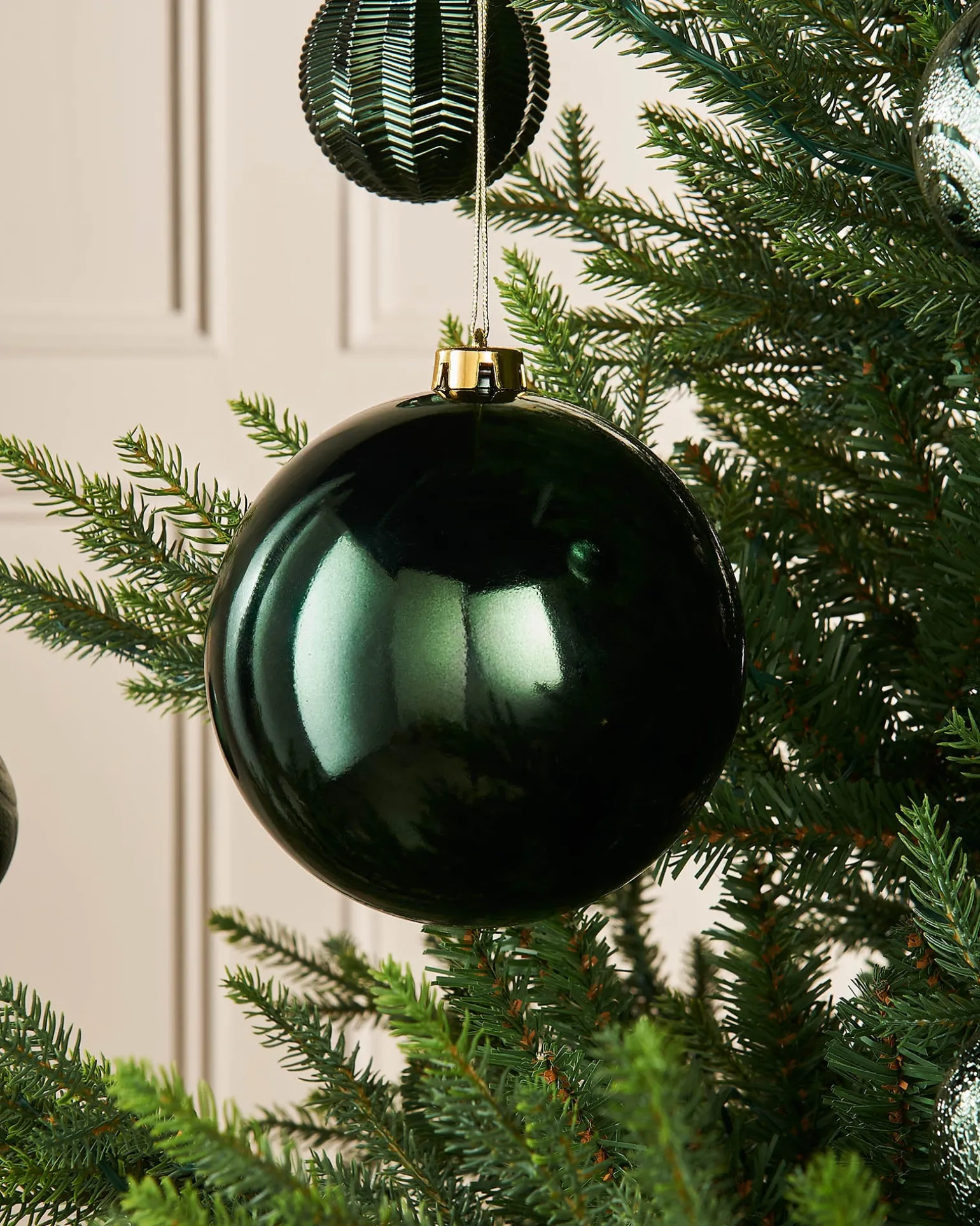 Sage Green Large Gloss Shatterproof Bauble, 15 Cm