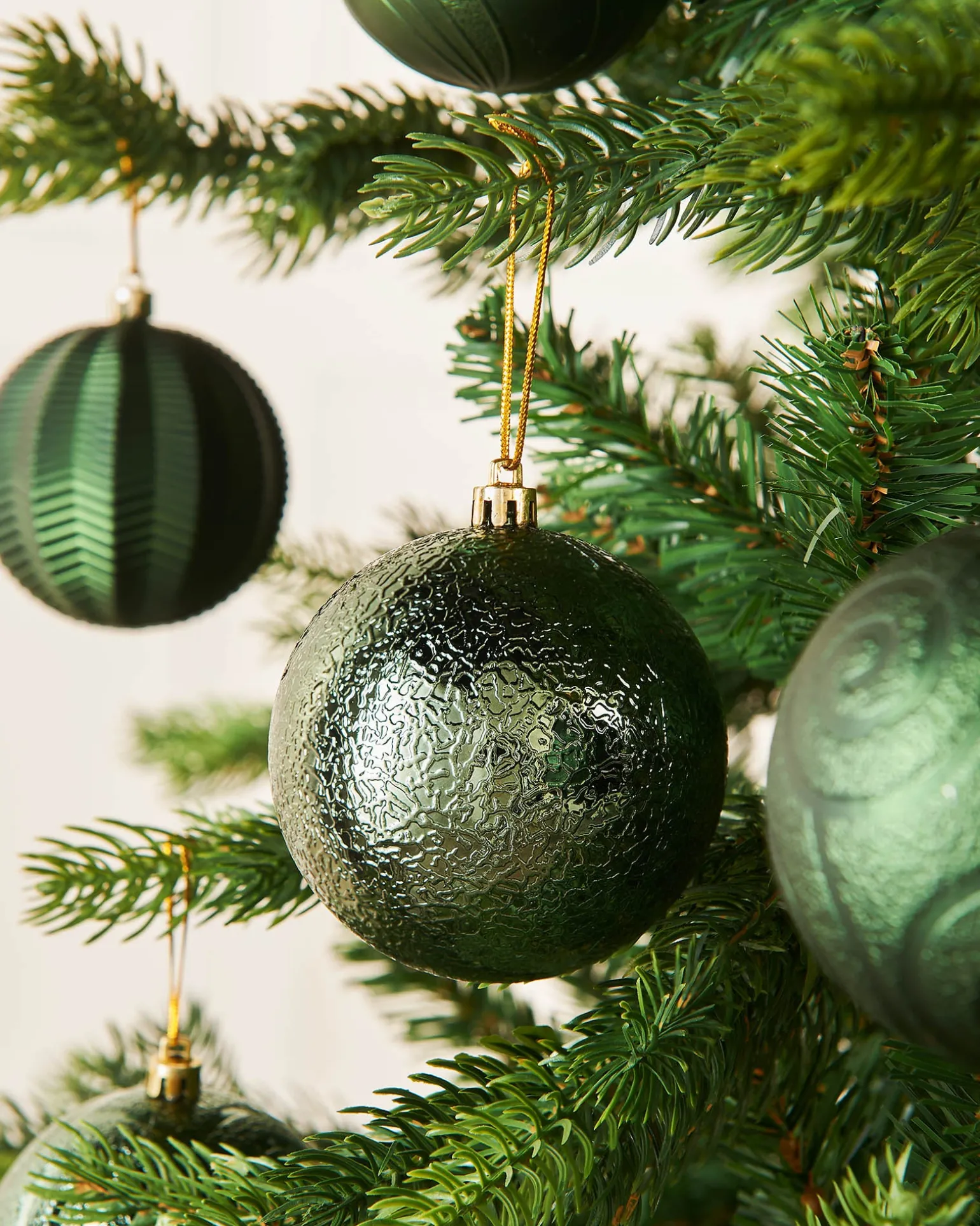 Sage Green Shatterproof Baubles, 16 Pack, 8 Cm